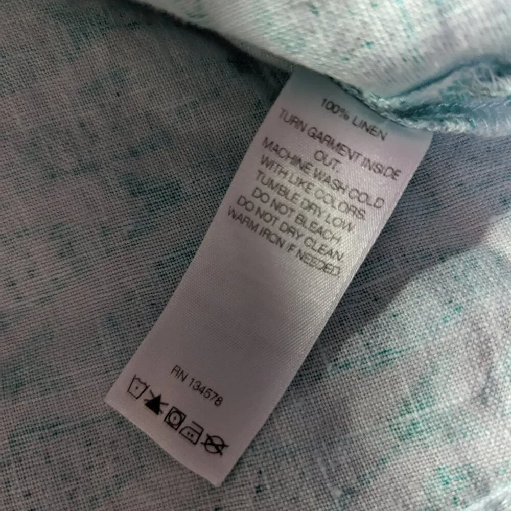Vineyard Vines 100% Linen Teal Fish Print Girls Dress Size Small 6-7 3/4 Sleeve - Picture 2 of 4